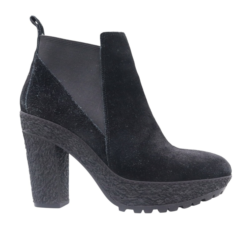 Diane von Furstenberg Paisley Sz 8M Black Lug Sole Chelsea Platform Ankle Boots